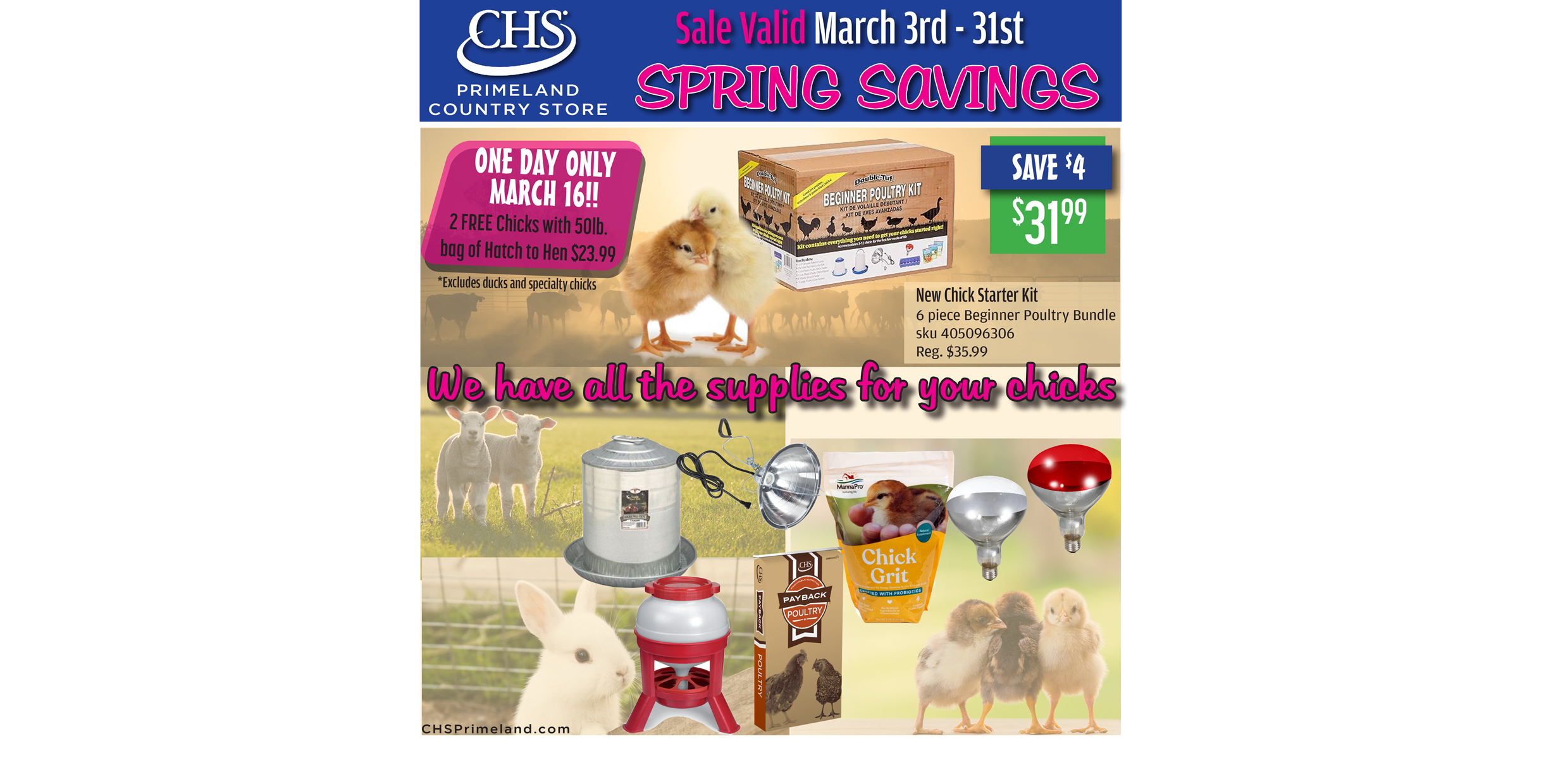 March 2024 spring specials flyer page 1