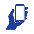 Hand holding a phone icon